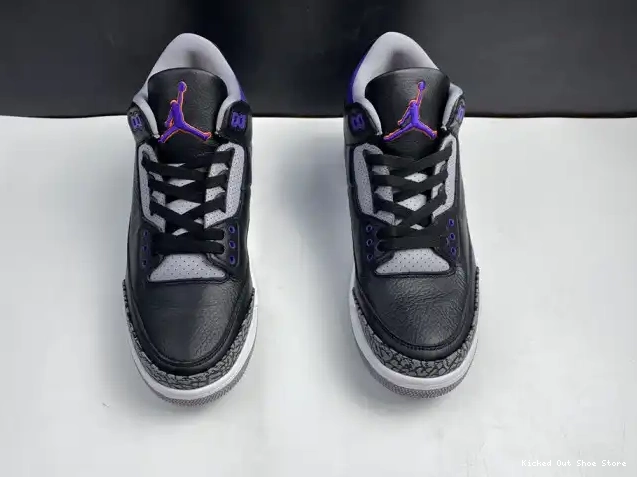 Kicked Out Shoe Store Jordan Black 3 Purple Retro Air 050 Court CT8532 0521